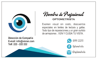 Tarjeta personal para optometrista Tarjeta personal para optometrista