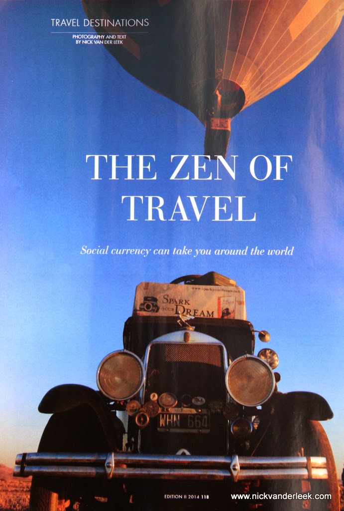The Zen of Travel by Nick van der Leek.  6 page feature published in March 2014 Longevity Magazine