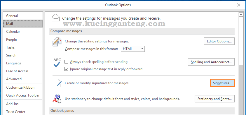Cara Membuat Signature Email Di Microsoft Outlook 2016 Kucing Ganteng Blog Tutorial Komputer Terlengkap