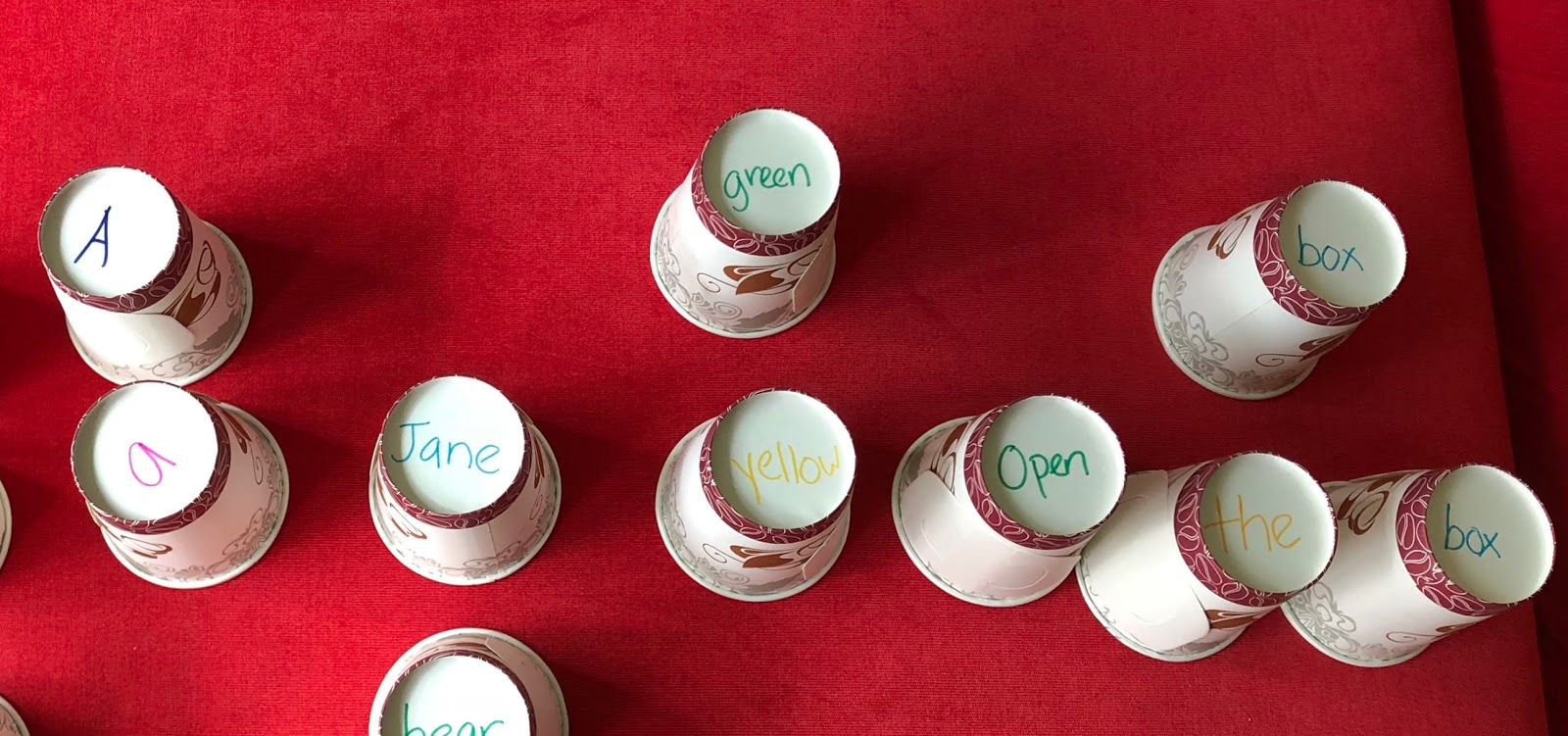 Paper cups activities (literacy)
