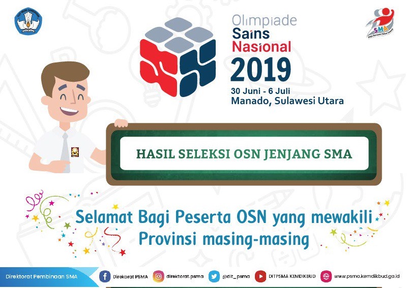 Pengumuman Hasil OSP dan Peserta Olimpiade Sains Tingkat Nasional (OSN) Untuk SD, SMP dan SMA Tahun 2019