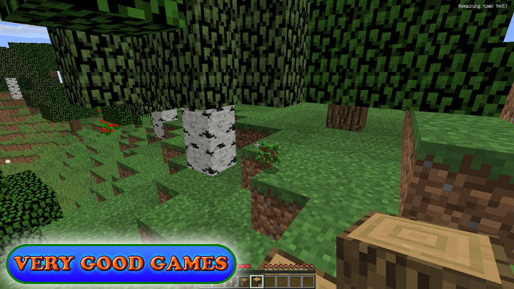 Minecraft game screenshot - birch and oak trees