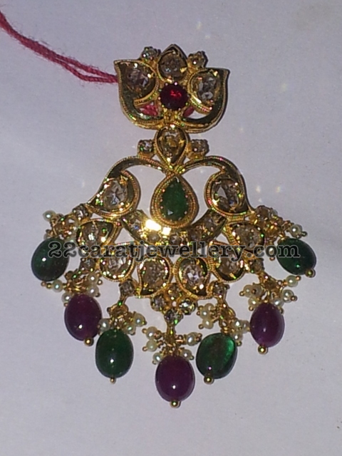 Uncut Diamond Ruby Pendant - Jewellery Designs