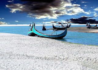 Beautiful fisher boats beside Inani beach