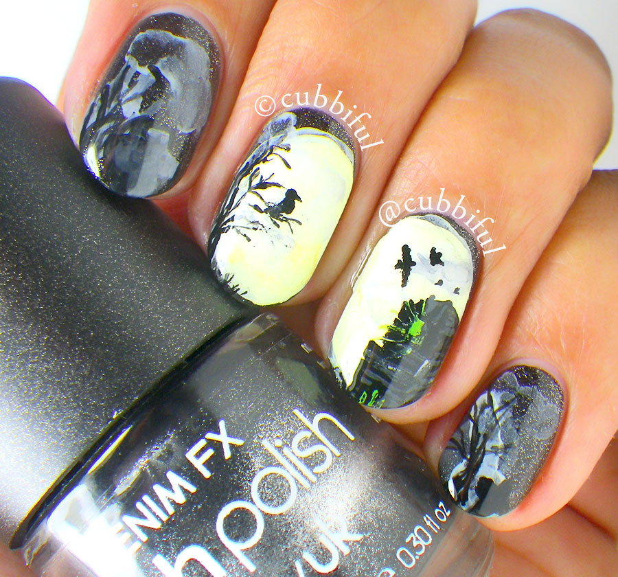 cubbiful Halloween Nail Art Haunted House