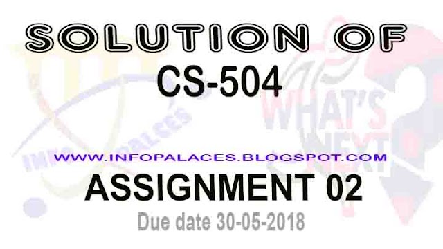 cs504 Assignment No 2 Spring 2018 Solution
