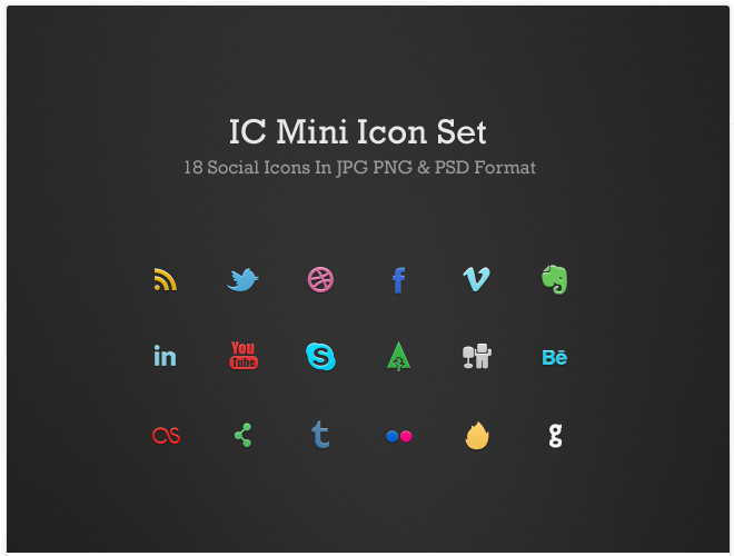 IC Mini Social Icon Set Psd