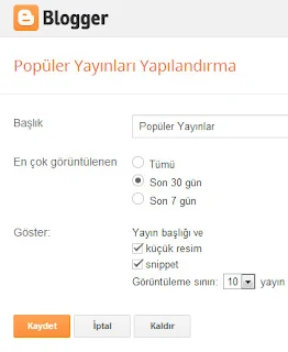  Popüler yayınlar ekleyin