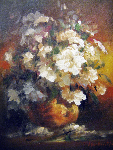 Bodegón con flores blancas, Alberto Houellemon