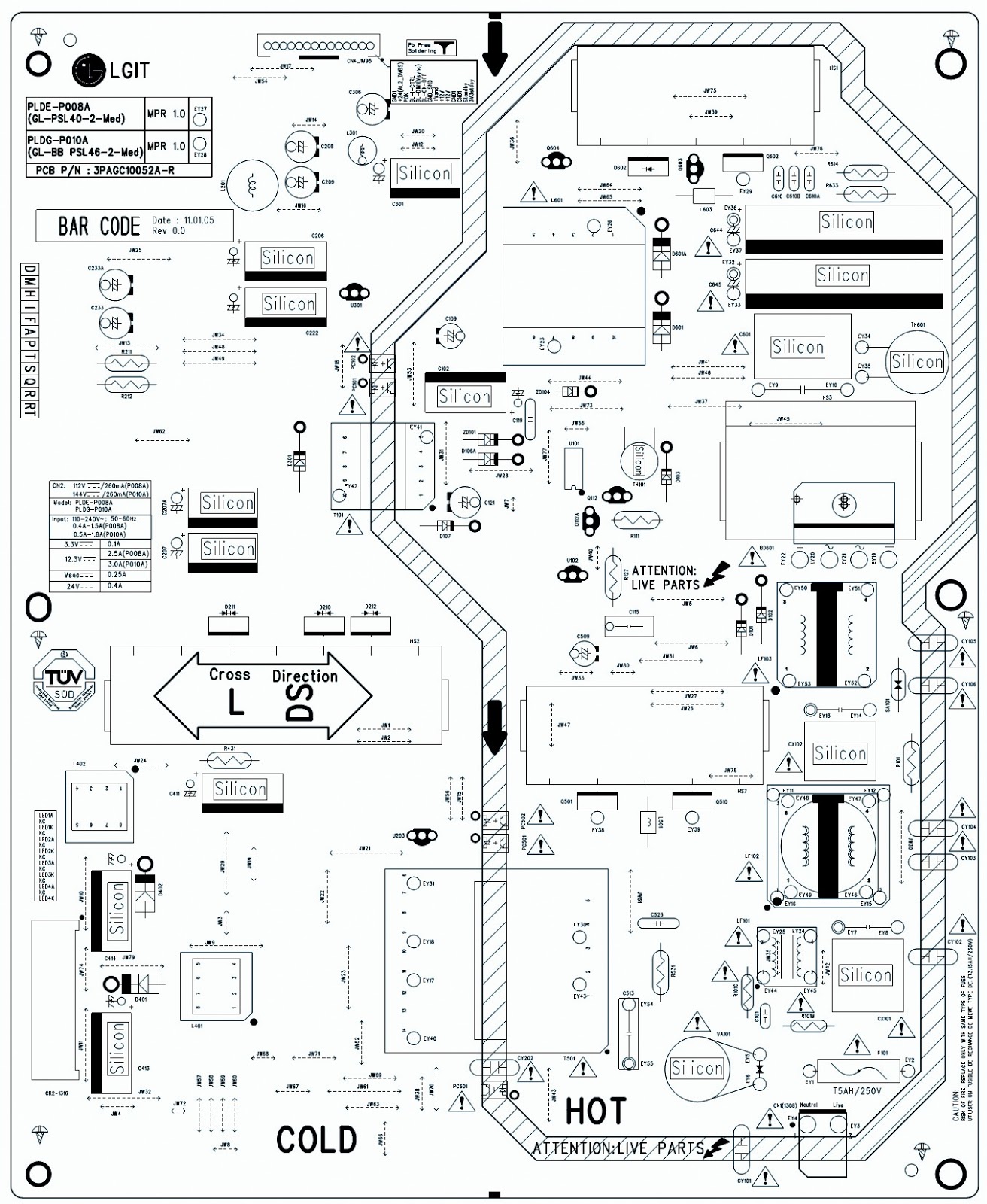 Schematic Diagrams: LG PLDE-P008A - SMPS Power Supply Unit with