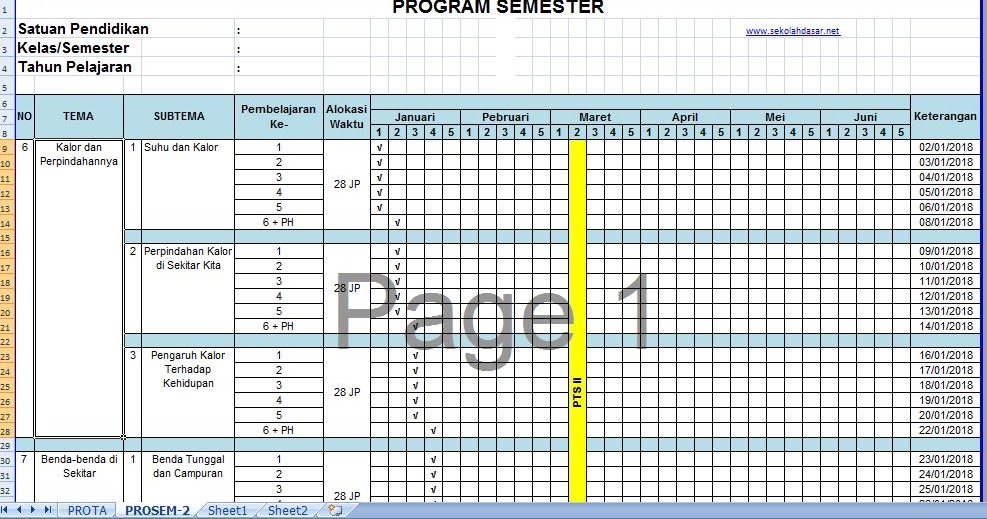 Program Semester Dan Program Tahunan Kurikulum 2013 Berbagai Tahun