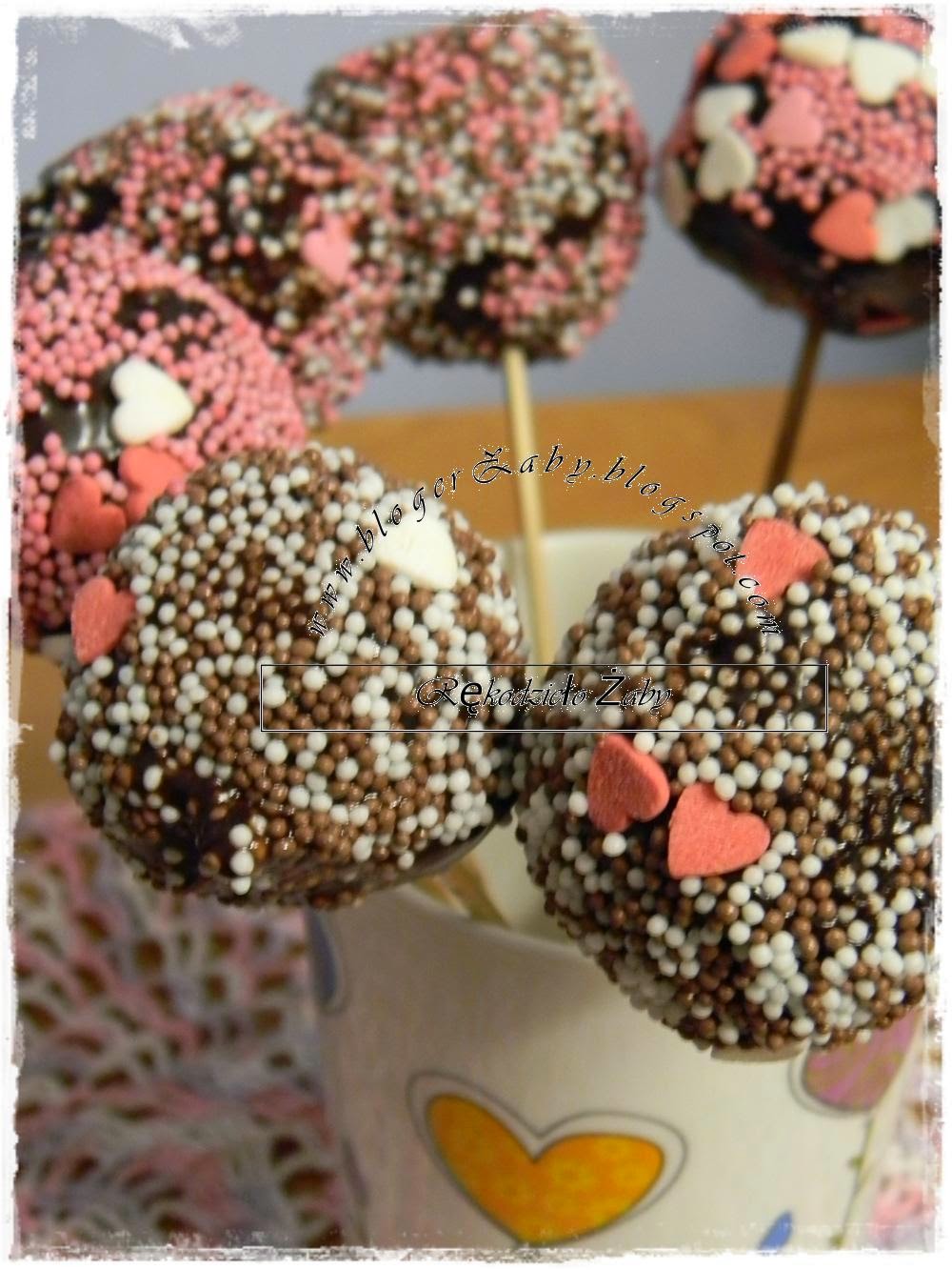 Rękodzieło Żaby Cake pops ciasto na patyczkach