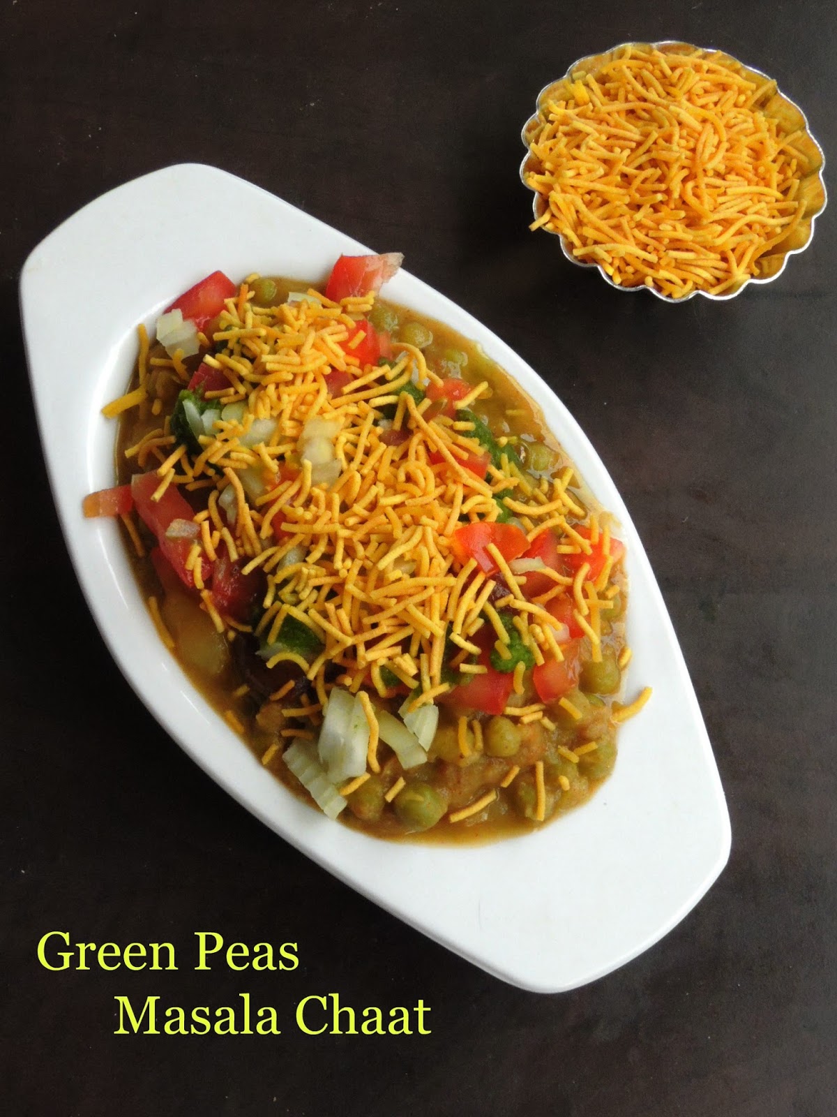 Priya's Versatile Recipes Green Peas Masala Chaat/Peas Chaat/Pacha