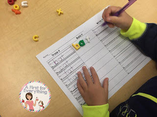Using literacy stations as morning work. Word work.