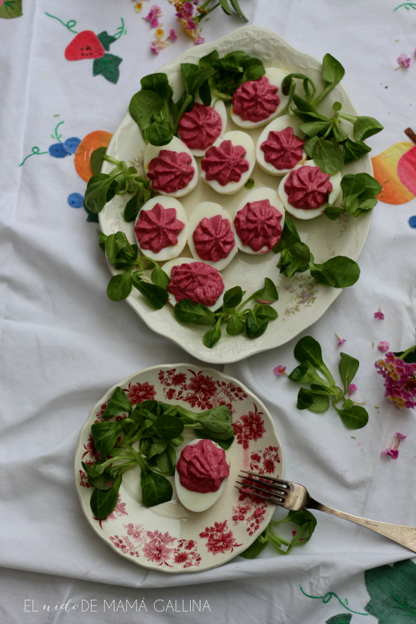 tuna and beet deviled eggs