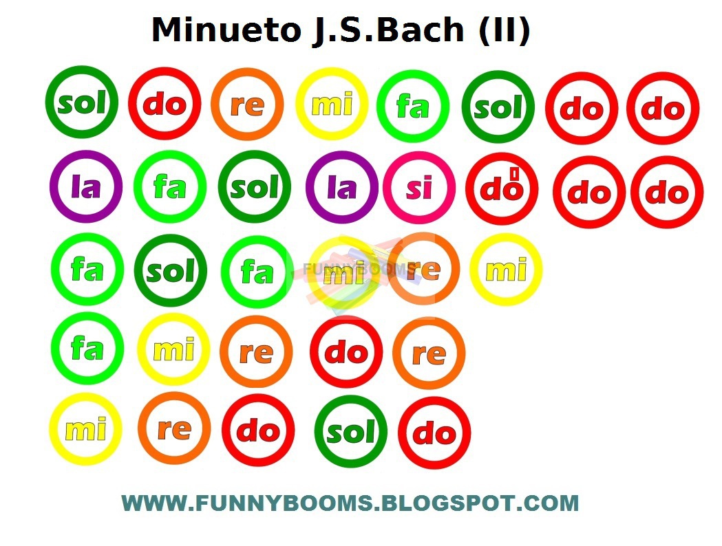 Funny Booms Minueto de J.S.Bach Partitura para Boomwhackers