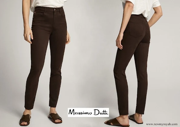 Kate Middleton wore Massimo Dutti Chocolate Skinny Fit High Rise Satin Trousers