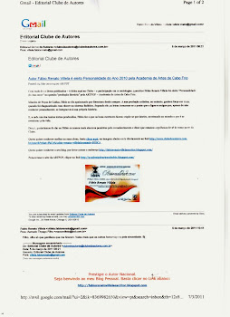 Homenagem recebida em Editorial do Clube de Autores. Clique sobre o Documento para ver em detalhes