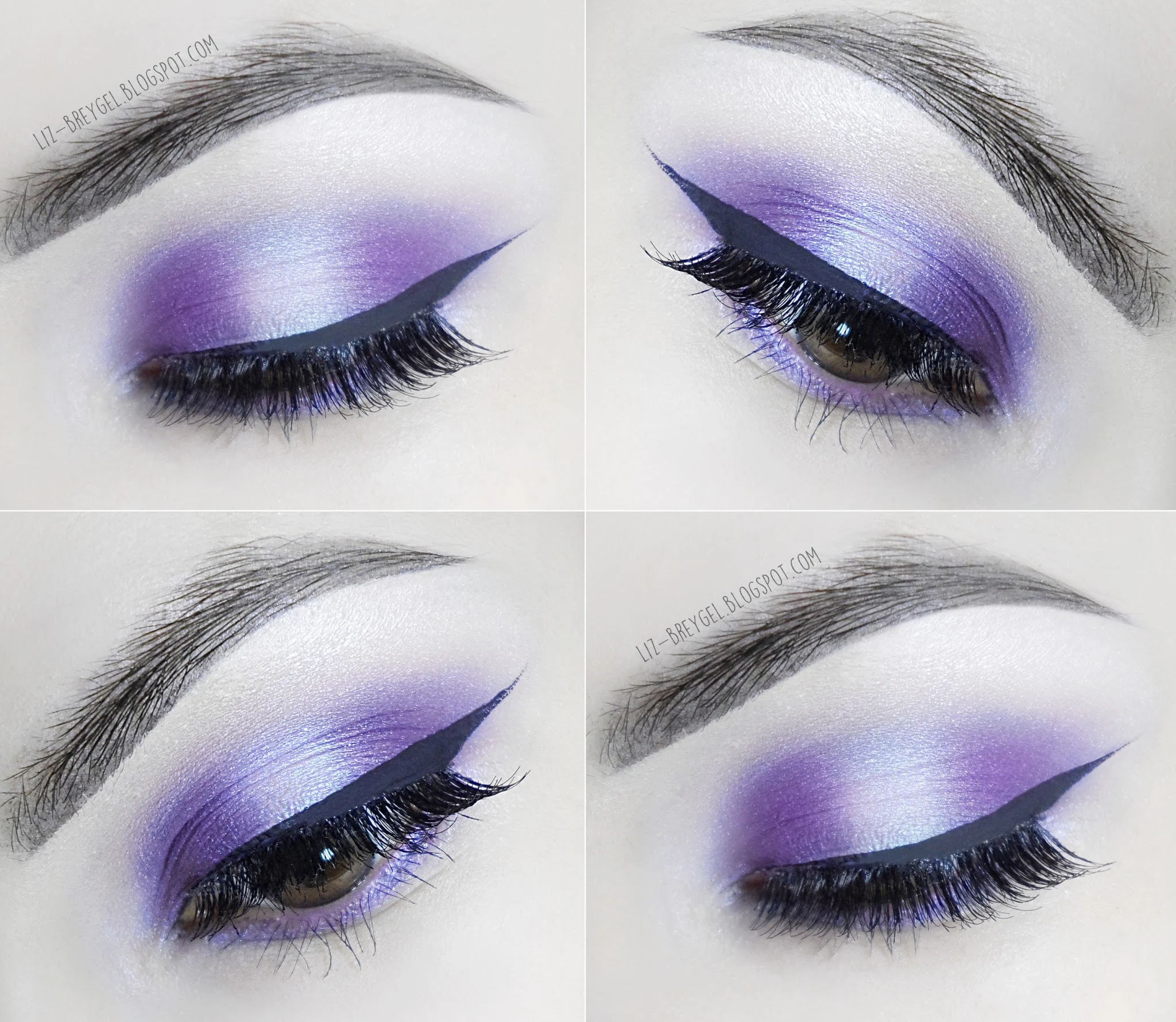 a close-up of an eye with a purple smokey eye makeup look inspired by amethyst