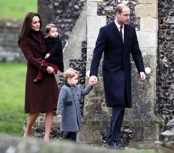 Kate Middleton wore Tod's Fringed Leather Pumps, wore Hobbs Celeste coat. Prince George and Princess Charlotte