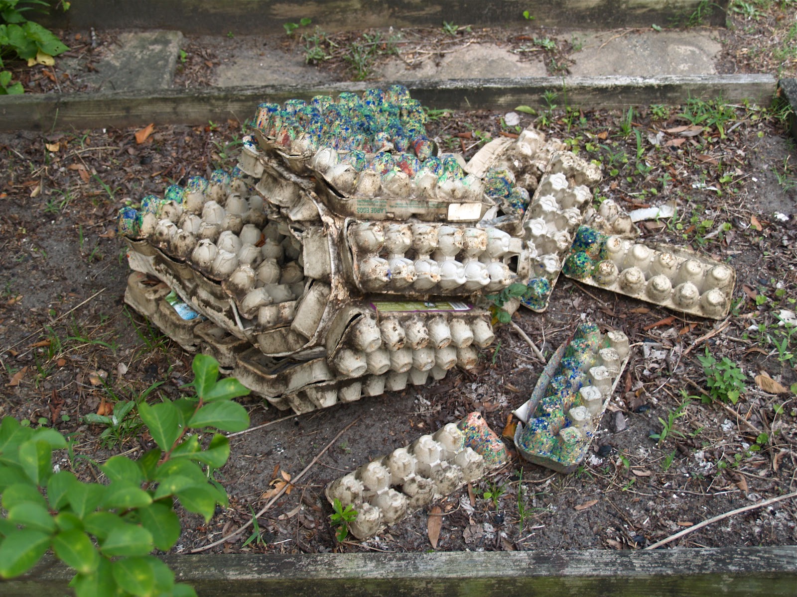 Greg Patch egg carton foundation for the arts to compost (three weeks