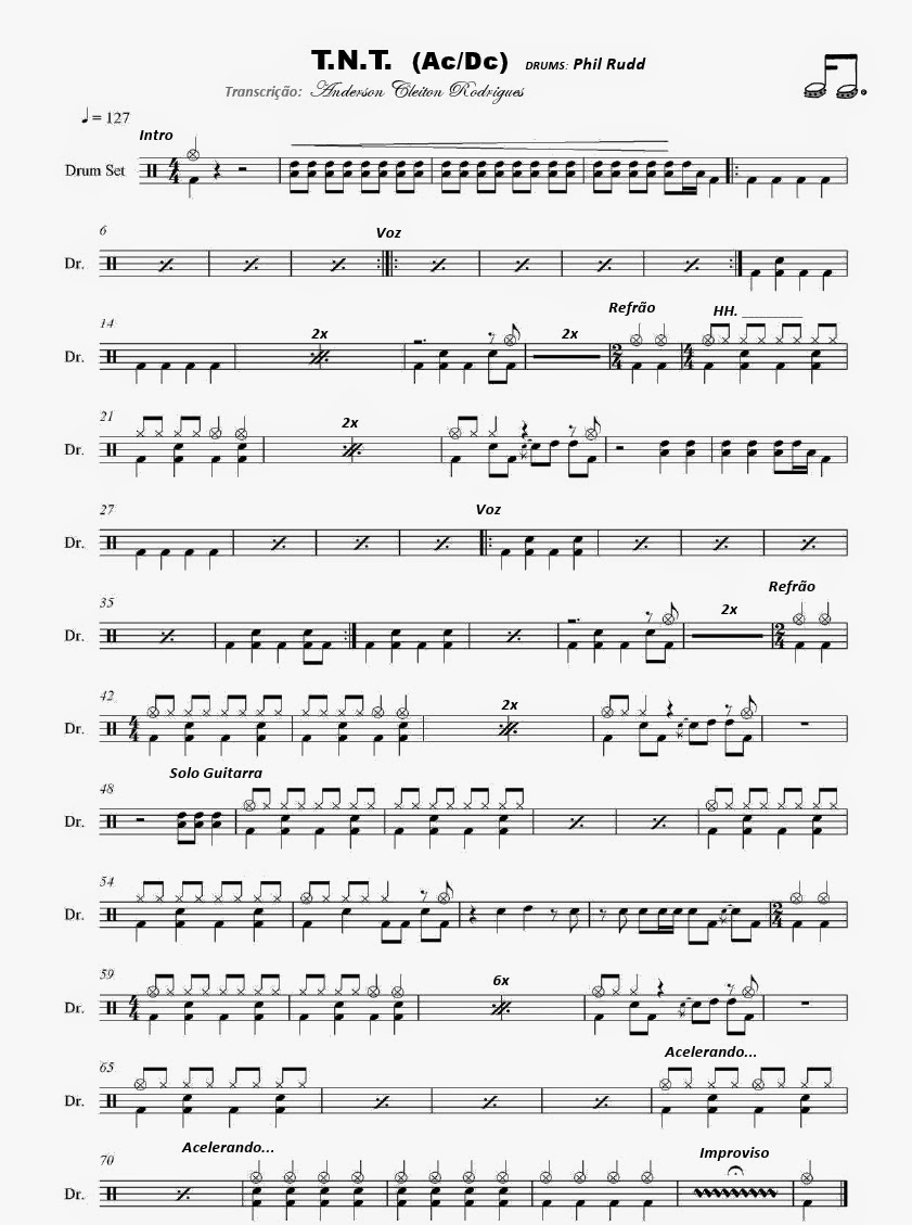ACDC - T.N.T. | Partituras para Batería