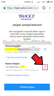 cara mengganti nomor telepon email yahoo