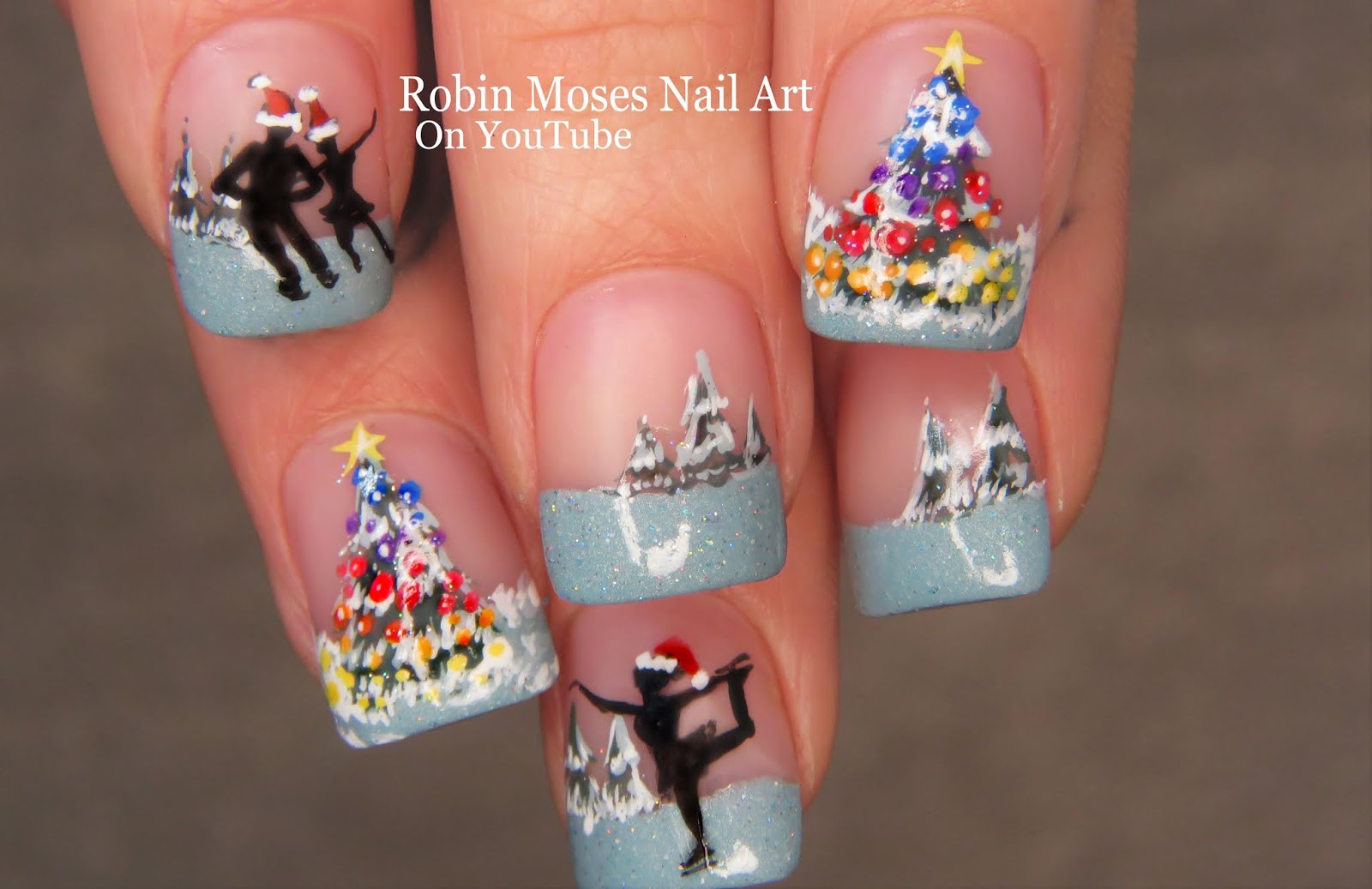 1. Purple and Teal Christmas Nail Design - wide 5