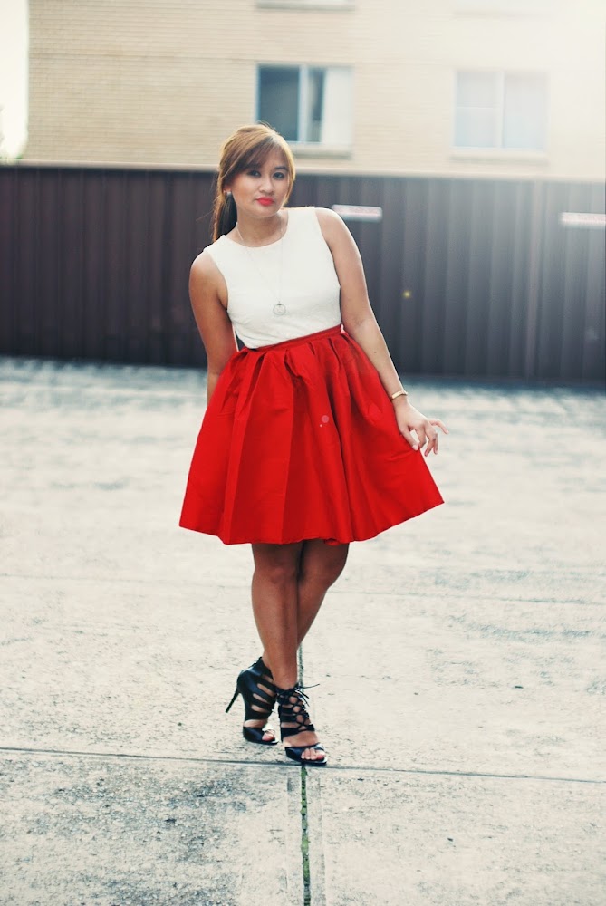 Sammy Dress Vintage Skirt in Claret Red Lipstick Pronto Heels