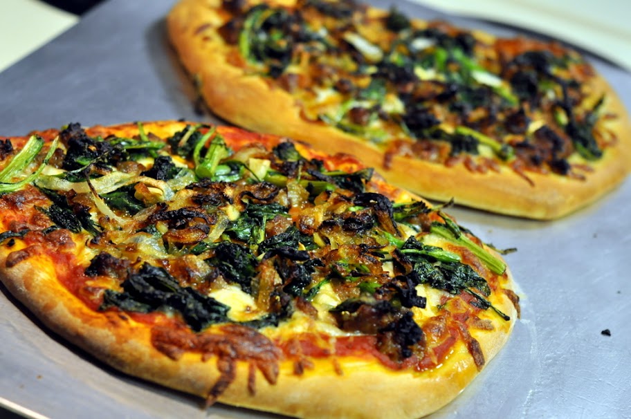 Pizza-with-Italian-Sausage-Broccoli-Rabe-and-Caramelized-Onions-tasteasyougo.com