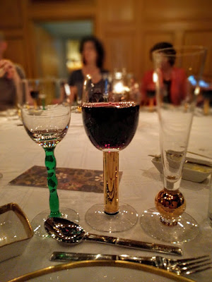 Glass of red wine at the Nobel Prize dinner at Stadshuskällaren Restaurang at the Stockholm City Hall