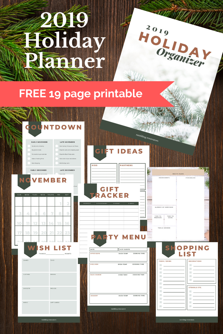 2019 holiday planner, 2019 christmas planner, christmas planner printable, free holiday planner