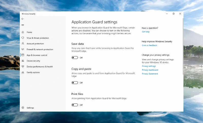Securing web browsing in Windows 10 with Windows Defender Application Guard