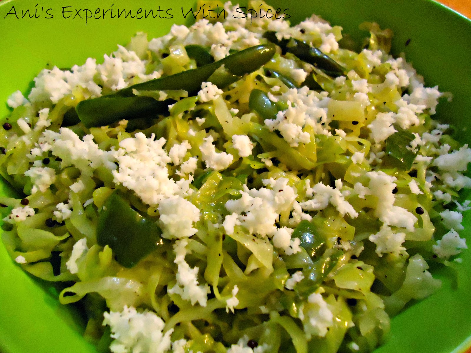 Ani's Experiments With Spices Crunchy Cabbage A Microwave Recipe