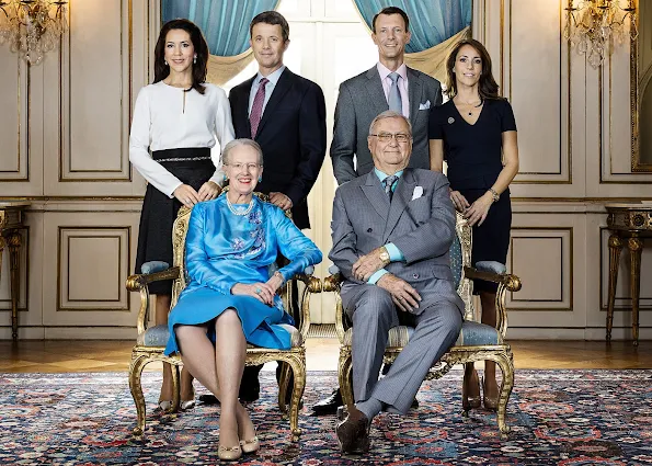 Queen Margrethe II and Prince Henrik, Crown Prince Frederik and Crown Princess Mary, Prince Joachim and Princess Marie of Denmark