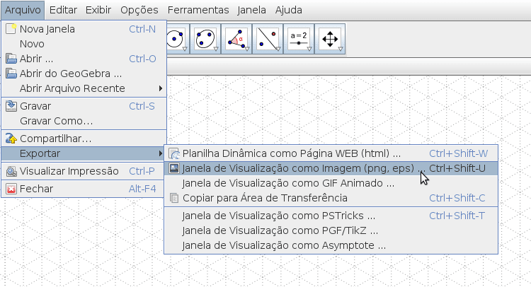 Iniciar exportação de uma malha