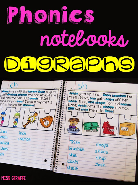Phonics notebooks for digraphs and so many great ideas for teaching digraphs