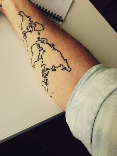O contorno do mapa do mundo