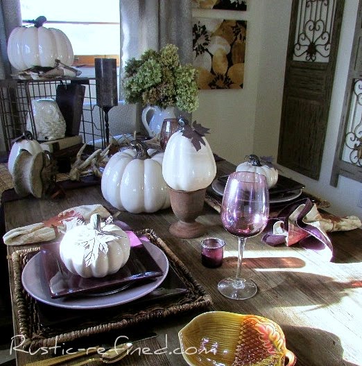 Purple Rust and Antler Tablescape for Fall