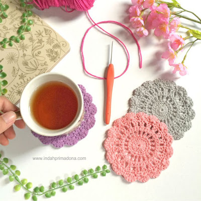 crochet coaster, crochet pattern, coaster pattern, crochet tutorial, www.indahprimadona.com