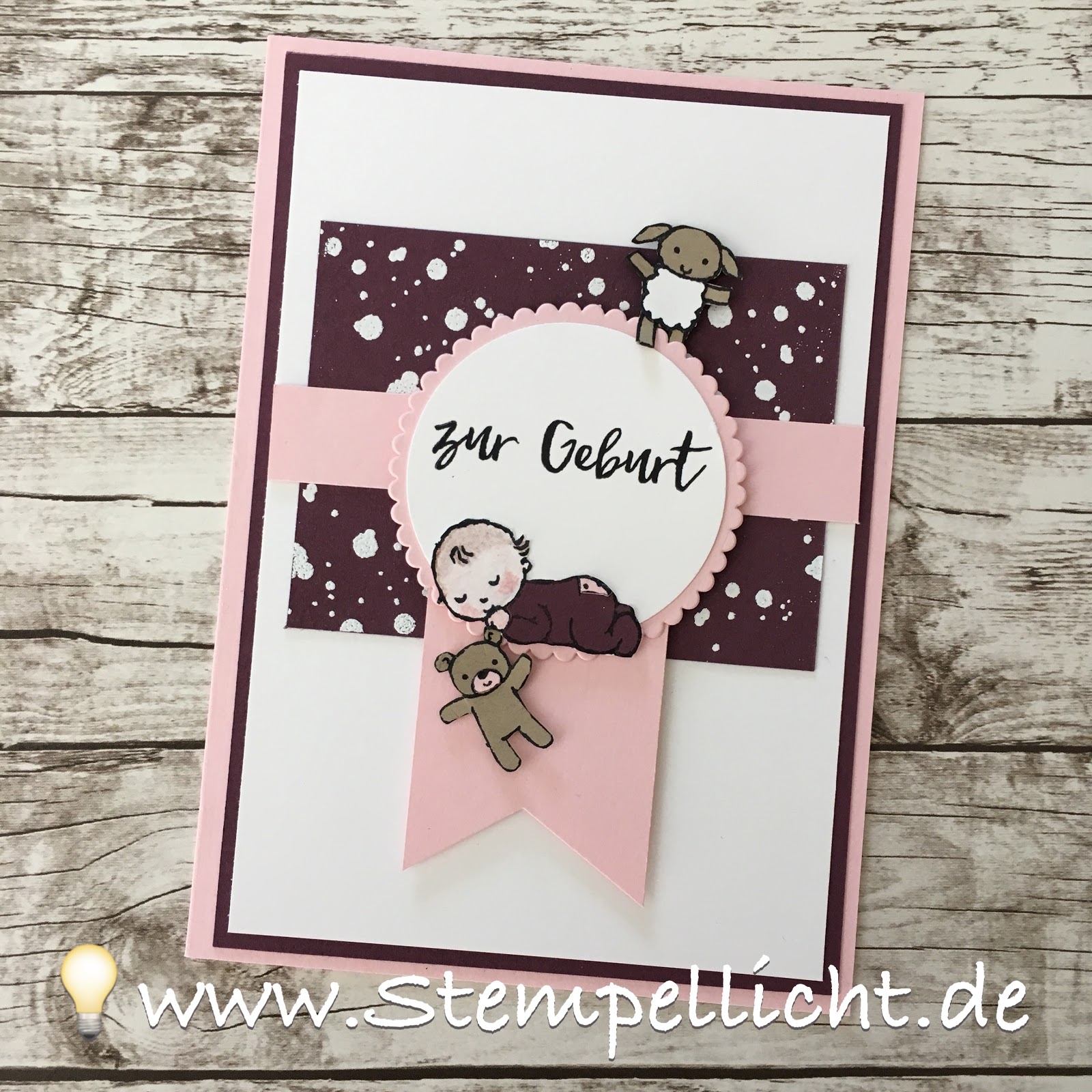 Stempellicht Karte zur Geburt eines Mädchens