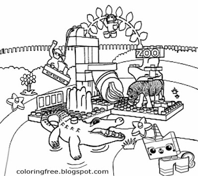 City people characters Monkey zebra crocodile cute animal zoo Lego friends coloring pages for girls