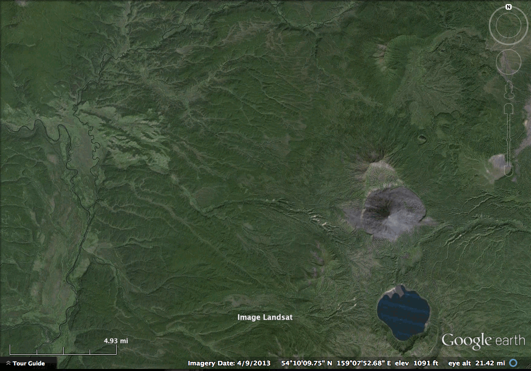 Google Earth Time Machine Karymsky Volcano, Russia