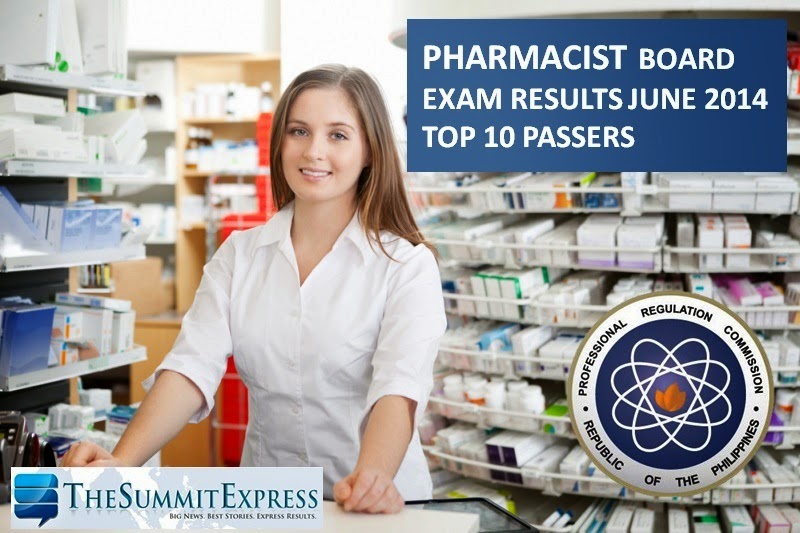 Top 10 Passers June 2014 Pharmacist licensure exam released