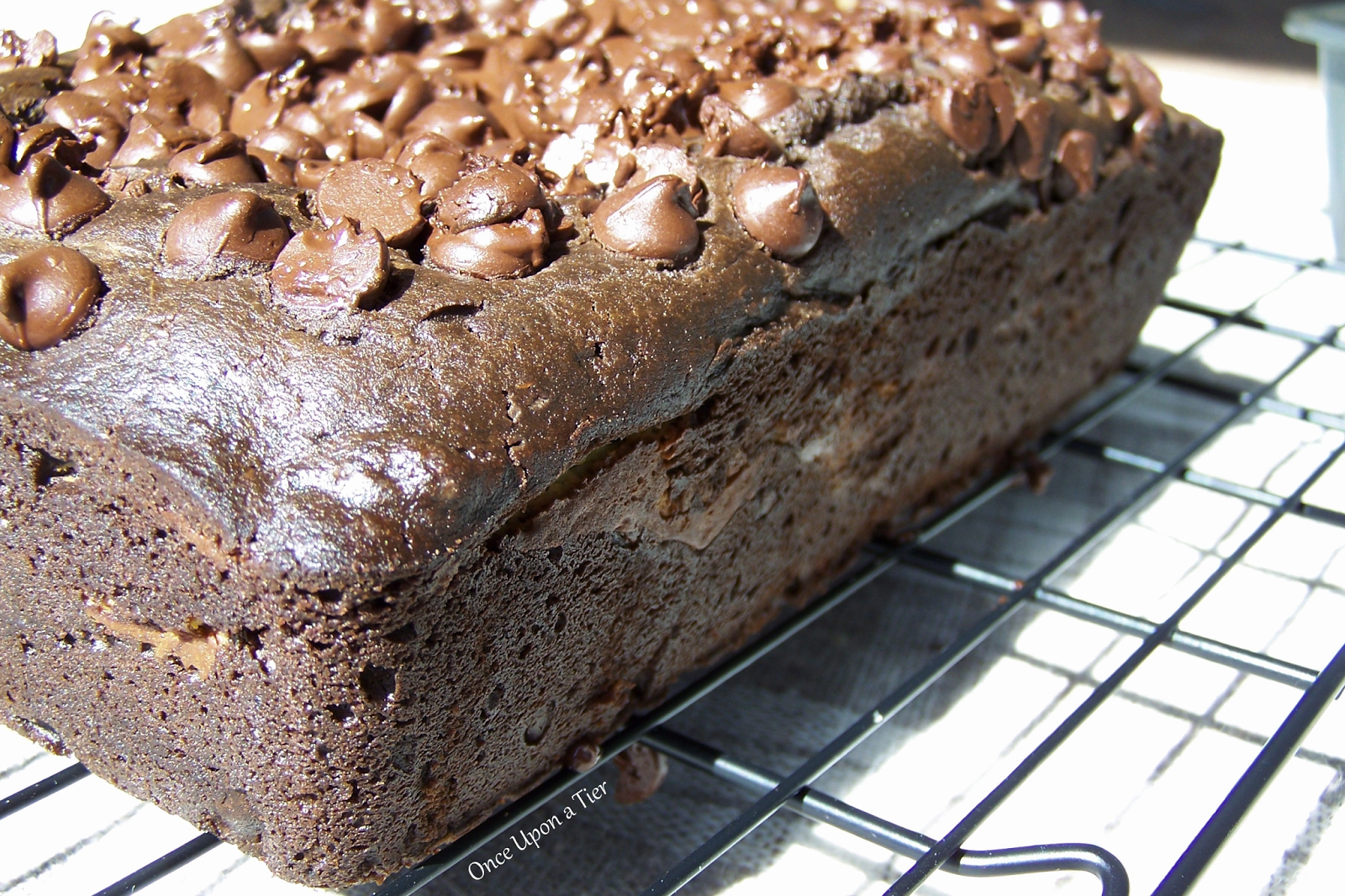 Once Upon a Tier Chocolate Loaf Cake with a Mint Cream Cheese Swirl