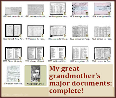 Since she doesn't seem to have become a citizen, my great grandmother's documents are complete.