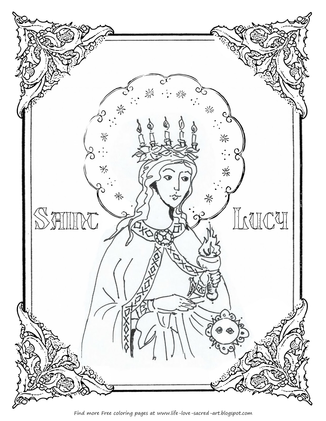 Life Love Sacred Art FREE St Lucy Coloring Page