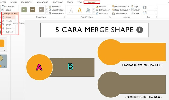 Cara yg pertama, merge shape pake union