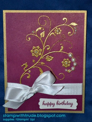 http://stampwithtrude.blogspot.com Stampin' Up! birthday card by Trude ThomanFlowering Flourishes stamp set