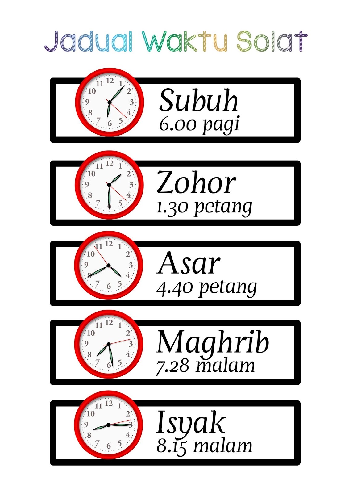 luv u syafi: Jadual waktu solat untuk anak